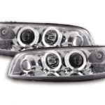 Φανάρια εμπρός angel eyes για Fiat Punto (1999-2003) - chrome , με λάμπες (Η1) - σετ 2τμχ.