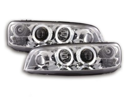 Φανάρια εμπρός angel eyes για Fiat Punto (1999-2003) - chrome , με λάμπες (Η1) - σετ 2τμχ.