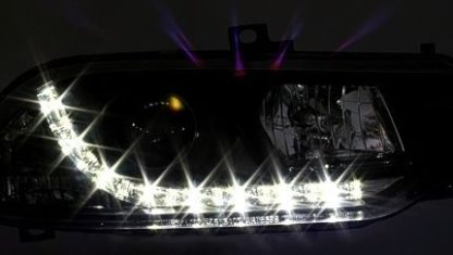 Φανάρια εμπρός led για Alfa Romeo 156 (1997-2003) - μαύρα , με λάμπες (Η1) - σετ 2τμχ.