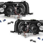 Φανάρια εμπρός angel eyes για Audi 80 B4 (1991-1996) - μαύρα , με λάμπες (Η1) - σετ 2τμχ.