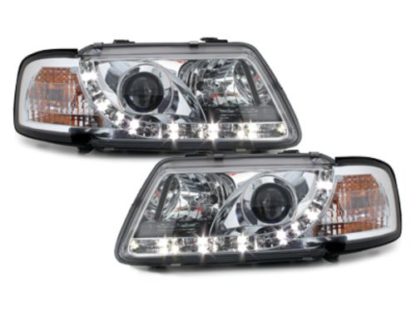 Φανάρια εμπρός led για Audi A3 (1996-2000) - chrome , με λάμπες (Η1) - σετ 2τμχ.