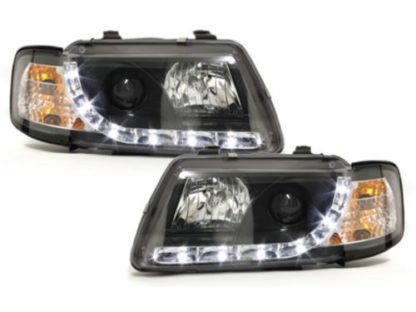 Φανάρια εμπρός led για Audi A3 (1996-2000) - μαύρα , με λάμπες (Η1) - σετ 2τμχ.