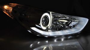 Φανάρια εμπρός angel eyes για Hyundai Elantra (2011+) – chrome , με λάμπες (Η1) – σετ 2τμχ.