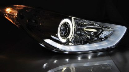 Φανάρια εμπρός angel eyes για Hyundai Elantra (2011+) - chrome , με λάμπες (Η1) - σετ 2τμχ.