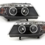 Φανάρια εμπρός led Dayline για BMW E90(2005-2008) - μαύρο , με λάμπες (Η1) - σετ 2τμχ.