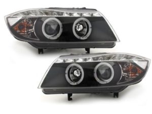 Φανάρια εμπρός led Dayline για BMW E90(2005-2008) – μαύρο , με λάμπες (Η1) – σετ 2τμχ.