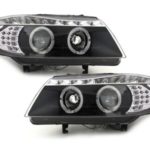 Φανάρια εμπρός led angel eyes για BMW E90(2005-2008) - black , με λάμπες (Η1) - σετ 2τμχ.