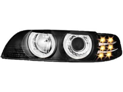Φανάρια εμπρός angel eyes για BMW E39 (1995-2000) - black , χωρίς λάμπες (Η7) - σετ 2τμχ.