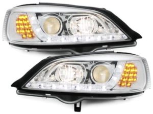 Φανάρια εμπρός led για Opel Astra G (1998-2004) – chrome , με λάμπες (Η1) – σετ 2τμχ.