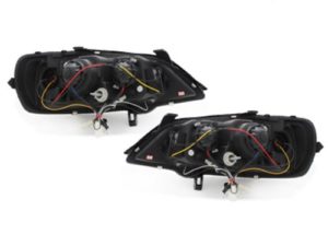 Φανάρια εμπρός led με DRL για Opel Astra G (1998-2004) – μαύρα , με λάμπες (Η1) – σετ 2τμχ.