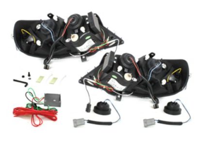 Φανάρια εμπρός led με φώτα ημέρας για Opel Astra G (1998-2004) - μαύρα , με λάμπες (Η1) - σετ 2τμχ.