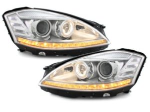 Φανάρια εμπρός led για Mercedes W221 S-Class (2005-2008) , με λάμπες (Η1) – σετ 2τμχ.