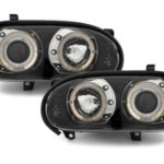 Φανάρια εμπρός angel eyes για Vw Golf ΙΙΙ - black , με λάμπες (Η1) - σετ 2τμχ.