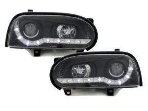 Φανάρια εμπρός led για Vw Golf ΙΙΙ – μαύρα , με λάμπες (Η1) – σετ 2τμχ.