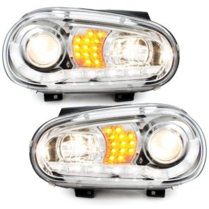 Φανάρια εμπρός led για Vw Golf IV – chrome , με λάμπες (Η1) – σετ 2τμχ.