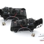 Φανάρια εμπρός led για Vw Passat Β4 (1993-1996) - μαύρα , με λάμπες (Η1) - σετ 2τμχ.