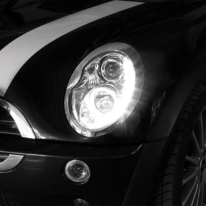 Φανάρια εμπρός led Dayline για Mini cooper (2002-2004) – chrome , με λάμπες (Η1) – σετ 2τμχ.