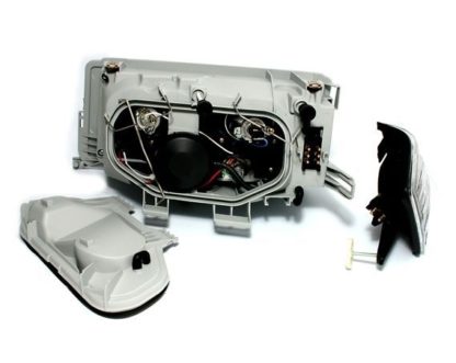 Φανάρια εμπρός angel eyes για Mercedes W201 E190 1982-1993) , μαύρα , με λάμπες (Η1) - σετ 2τμχ.