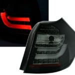 Πίσω φανάρια led  με  οδηγούς φωτός για BMW E87 (2004-207) -μαύρα - σετ 2τμχ.