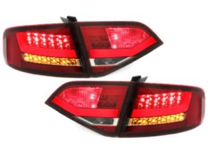 Πίσω φανάρια led για Audi A4 sedan (2007+) – κόκκινα / chrome – σετ 2τμχ.