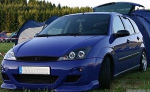 Φανάρια εμπρός angel eyes για Ford Focus (2001-2004) – μαύρα , με λάμπες (Η1) – σετ 2τμχ.