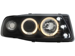 Φανάρια εμπρός angel eyes για Seat ibiza 6K (1993-2000) – μαύρα , με λάμπες (Η1) – σετ 2τμχ.