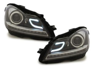 Φανάρια εμπρός led lightbar για Mercedes C-CLASS W204 (2011+) , με λάμπες (Η1) – σετ 2τμχ.