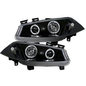 Φανάρια εμπρός angel eyes για Renault Megane (2002-2005) , μαύρα , με λάμπες (Η1) – σετ 2τμχ.