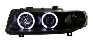 Φανάρια εμπρός angel eyes για Seat Leon /Toledo (1999-2004) – μαύρα , με λάμπες (Η1) – σετ 2τμχ.