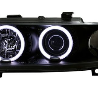 Φανάρια εμπρός angel eyes για Seat Leon /Toledo (1999-2004) - μαύρα , με λάμπες (Η1) - σετ 2τμχ.