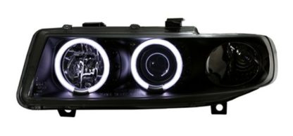 Φανάρια εμπρός angel eyes για Seat Leon /Toledo (1999-2004) - μαύρα , με λάμπες (Η1) - σετ 2τμχ.