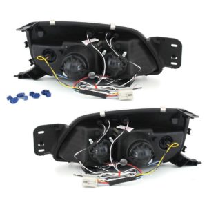 Φανάρια εμπρός angel eyes για Ford Fiesta MK5 (1999-2002) – μαύρα , με λάμπες (Η1) – σετ 2τμχ.