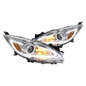 Φανάρια εμπρός led για Mazda 3 4 porto (2008-2013) – chrome , με λάμπες (Η1) – σετ 2τμχ.