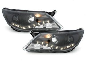 Φανάρια εμπρός led για Vw Tiguan (2007-2011) , black , με λάμπες (Η1) – σετ 2τμχ.