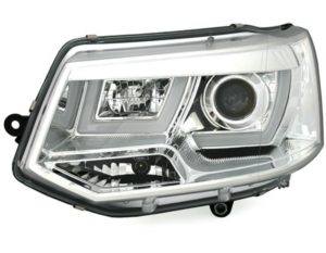 Φανάρια εμπρός led για Vw Transporter T5 (2003-2009) – chrome , με λάμπες (Η1) – σετ 2τμχ.