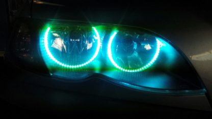 RGB δαχτυλίδια angel eyes led για BMW E46 coupe (1998-2003) / BMW E46 Sedan, Combi (1998-2005) - με τηλεχειρισμό για αλλαγή χρωμάτων