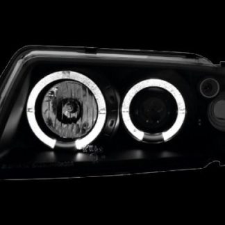 Φανάρια εμπρός angel eyes για Audi A3 (1996-2000) - μαύρα , με λάμπες (Η1) - σετ 2τμχ.