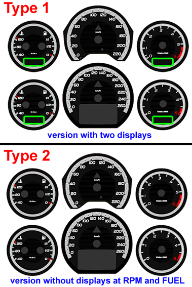 Φωτιζόμενα όργανα για Mercedes W210 (1995-2003) - design 2