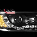 Φανάρια εμπρός led για Audi 100 C4 (1990-1994) - μαύρα , με λάμπες (Η1) - σετ 2τμχ.