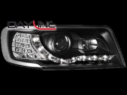 Φανάρια εμπρός led για Audi 100 C4 (1990-1994) - μαύρα , με λάμπες (Η1) - σετ 2τμχ.