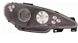 Φανάρια εμπρός angel eyes για Peugeot 206 – μαύρα με led , με λάμπες (Η1) – σετ 2τμχ.