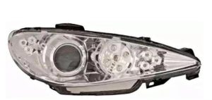 Φανάρια εμπρός angel eyes για Peugeot 206 – χρωμίου με led , με λάμπες (Η1) – σετ 2τμχ.