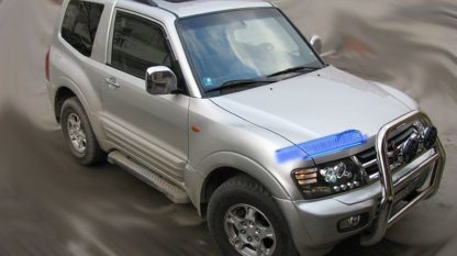 Φανάρια εμπρός angel eyes για Mitsubishi Pajero (2001-2006) - μαύρα , με λάμπες (Η1) - σετ 2τμχ.