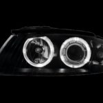Φανάρια εμπρός angel eyes για Audi A3 (2003-2008) - μαύρα , χωρίς λάμπες (Η7) - σετ 2τμχ.