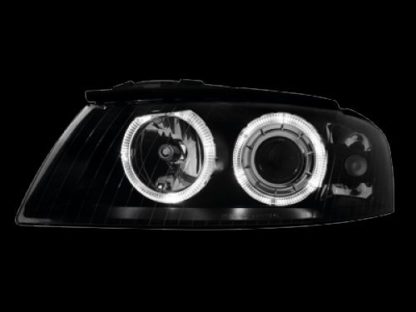 Φανάρια εμπρός angel eyes για Audi A3 (2003-2008) - μαύρα , χωρίς λάμπες (Η7) - σετ 2τμχ.