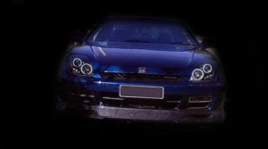 Φανάρια εμπρός angel eyes για Honda Prelude (1997-2001) – μαύρα , με λάμπες (Η1) – σετ 2τμχ.