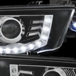 Φανάρια εμπρός led για Mitsubish L200 (2006+) - μαύρα , με λάμπες (Η1) - σετ 2τμχ.