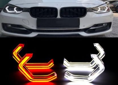 Δαχτυλίδια angel eyes για BMW F30 - U-Design - με 2 χρώματα και λειτουργία φλας (λευκό και κίτρινο)