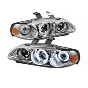 Φανάρια εμπρός angel eyes για Honda Civic 2/3 πορτο (1992-1995) – chrome , με λάμπες (Η1) – σετ 2τμχ.