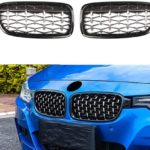 Μάσκα για BMW F30 (2011+) - γυαλιστερή - Diamond Design - χρωμίου/μαύρη - 2τμχ.